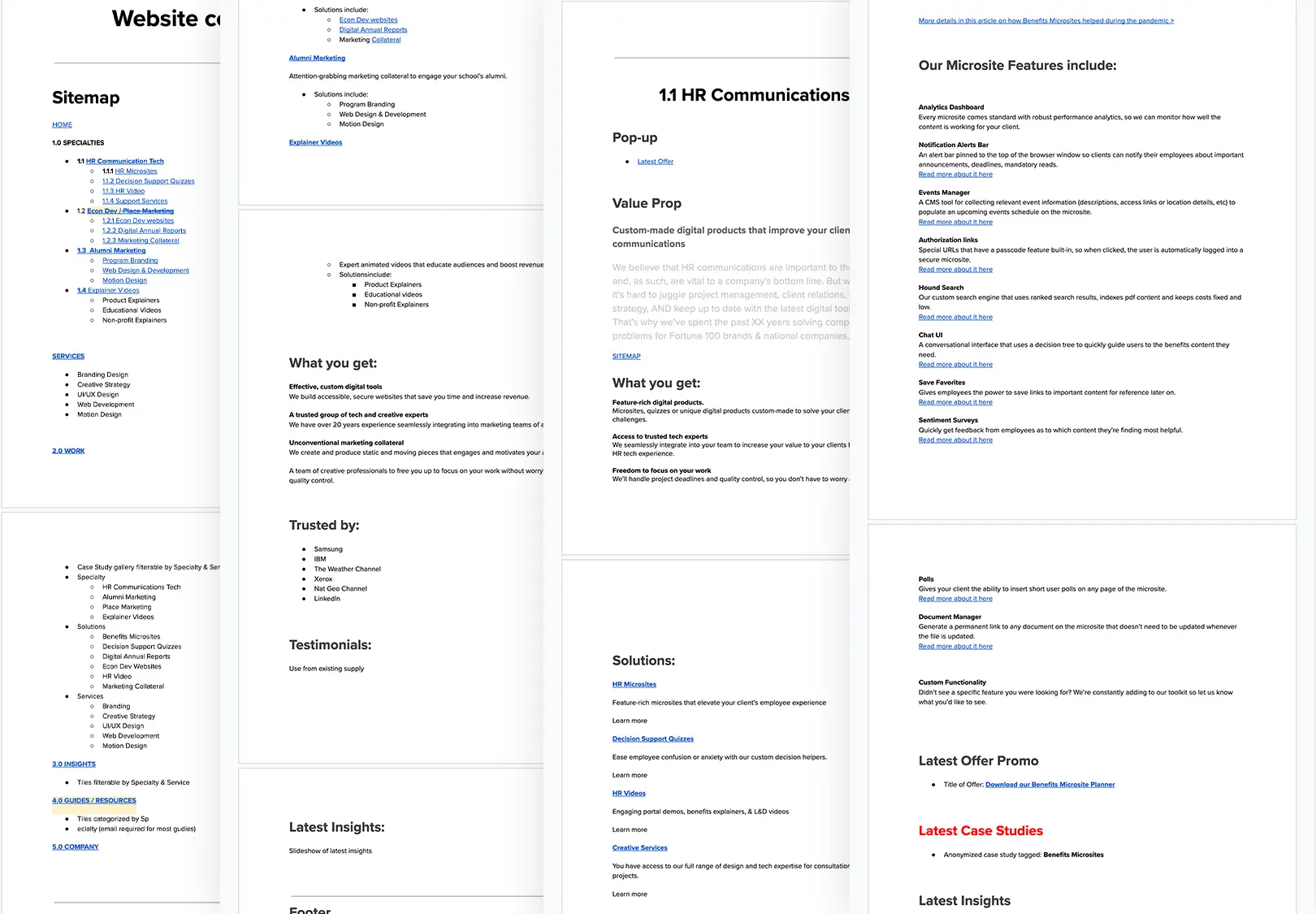 website copy in google docs