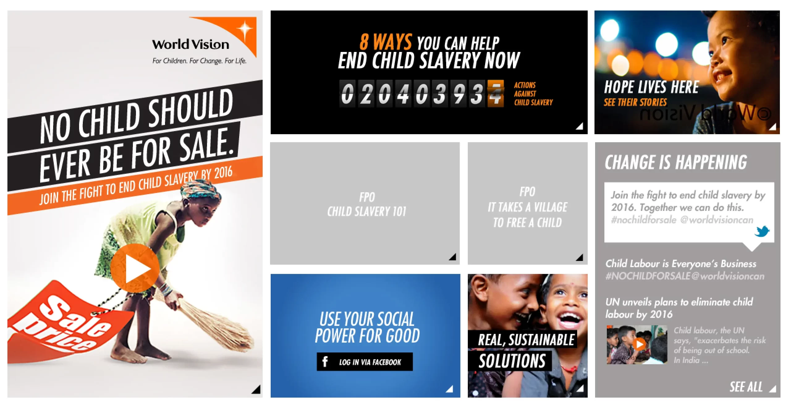 a montage of social media posts by Worldvision